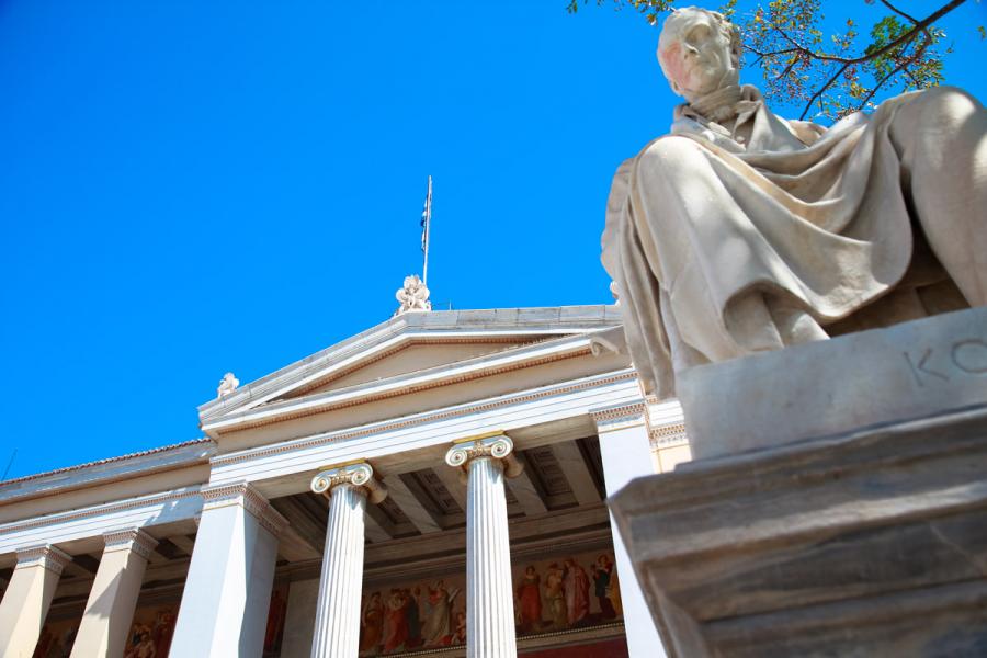 The statue of Adamantios Korais and the University of Athens on the background! - by adampao 