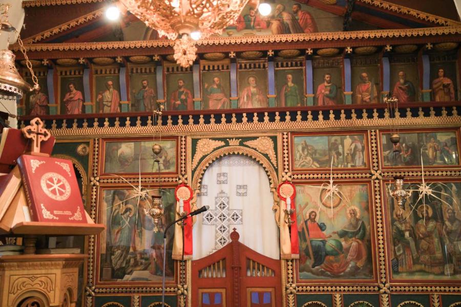 Interior of Agios Konstantinos and Eleni church in Pefki, Sitia.