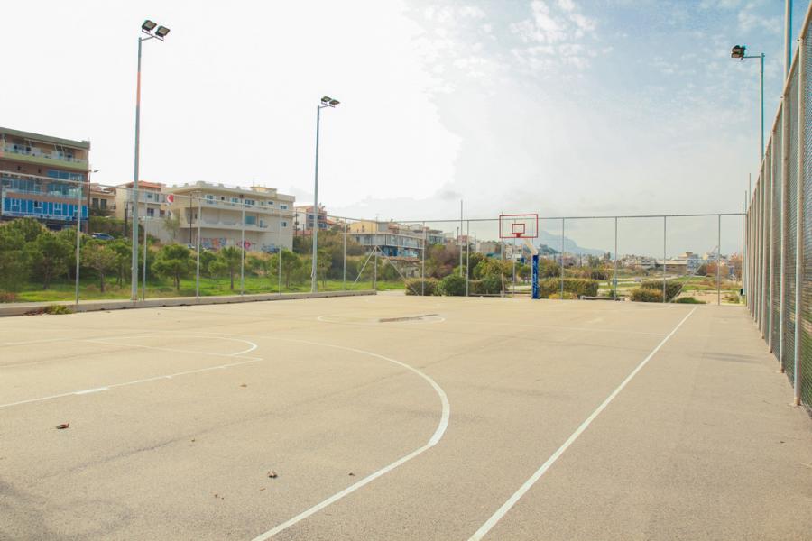 Basketball court, by the sea, near St Nicholas beach in Corinth