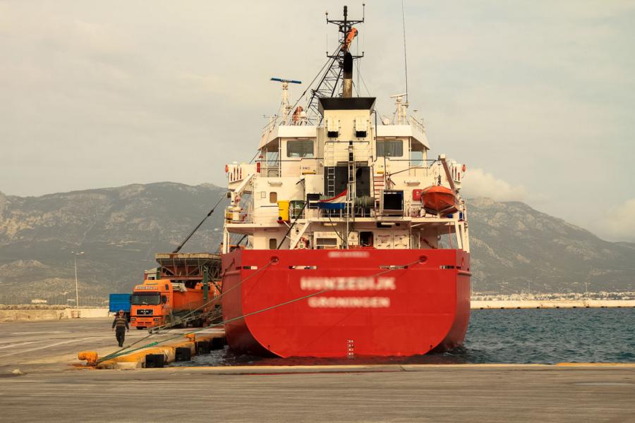 Ship in the port of Corinth. - by adampao 