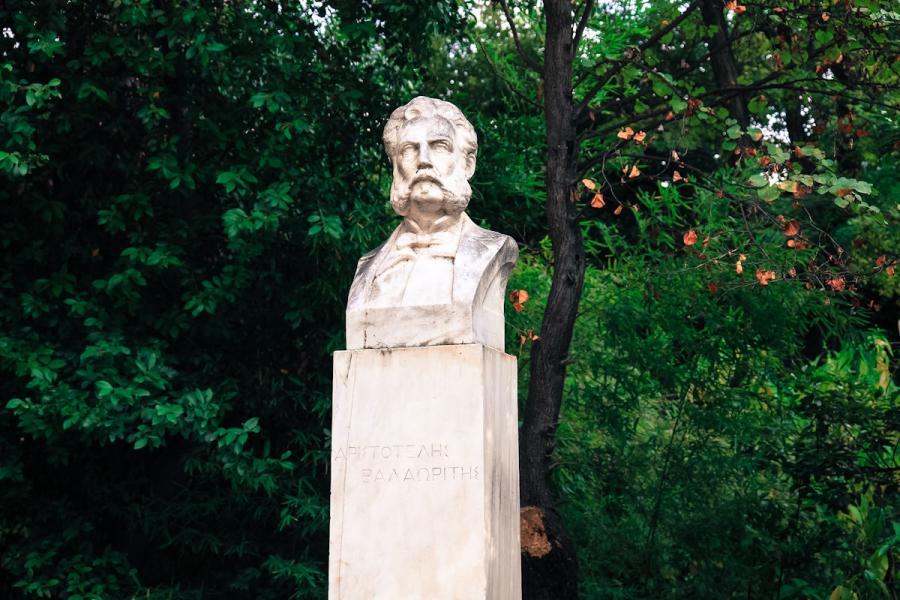 Bust of Aristotle Valaoritis inside the National Gardens. - by adampao 